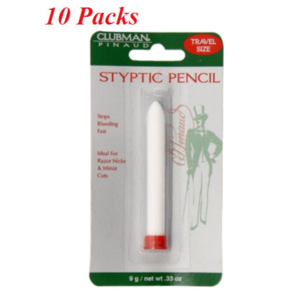 * PACK OF 10 * CLUBMAN Styptic Pencil STOPS BLEEDING FAST Non Stinging